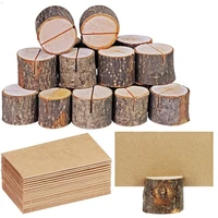 wood pile name place card photo holders wooden bark memo holder stump shape menu number memo stand wedding party decor