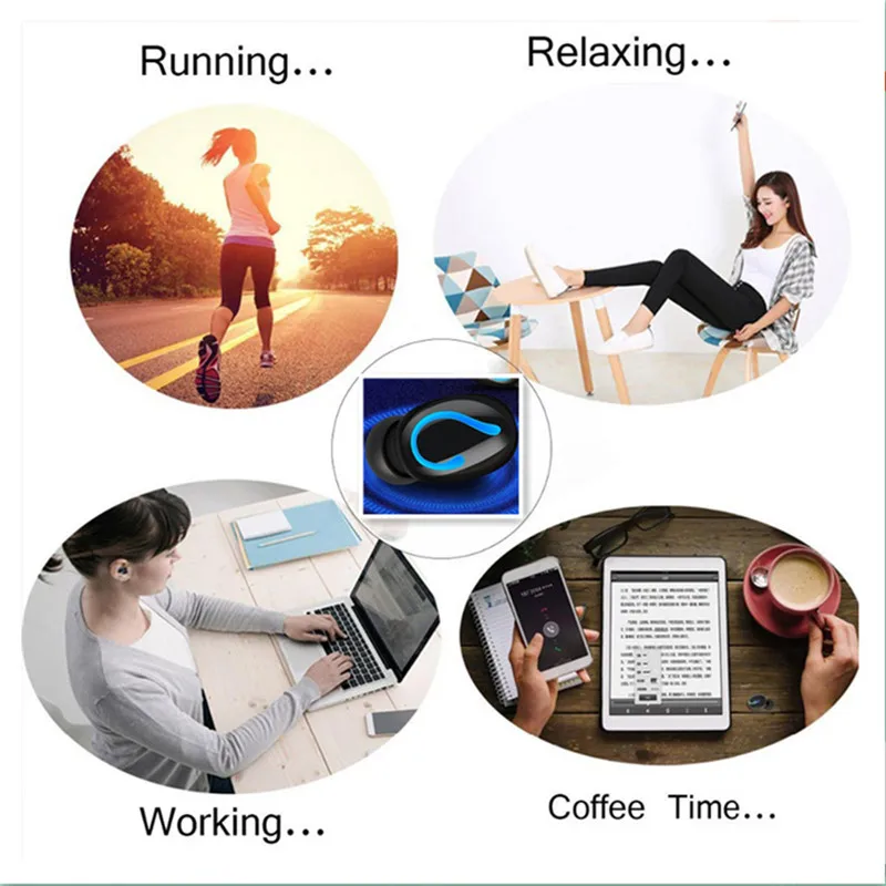 

New TWS Smartphone Bluetooth Earphone LED Wireless Earbuds With 6000mAh mobile power Sports Waterproof Headphones Game Headset