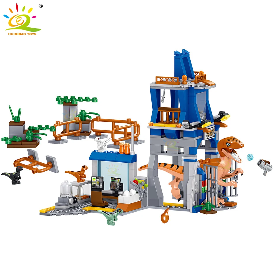 HUIQIBAO 365 шт. Юрский динозавр научно-исследовательский центр строительные блоки