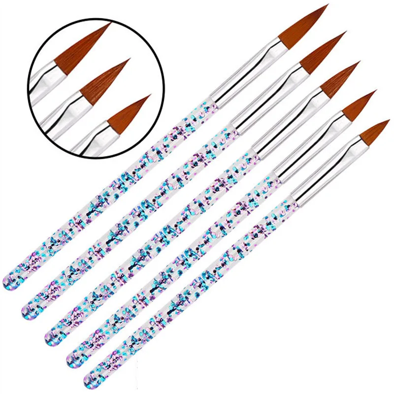 5 шт. с украшением в виде кристаллов акриловая кисть для ногтей УФ-гель
