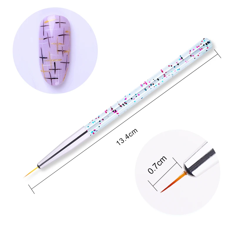 3 Pcs/Set Liner Brush Nail Accessories Drawing UV Gel Pen Painting Glittering Colorful Sequins Clear Handle Art Tools | Красота и