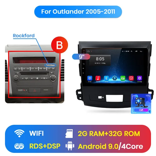Junsun V1 2 дин магнитола андроид 8.1 навигатором For Mitsubishi Outlander xl 2007 2008 2011 Android 8.1 Штатное Головное устройство для Мицубиси Аутлендер 2 штатная магнитола автомобильная мультимедиа aвтомагнитола 40 - Цвет: WIFI (2GB 32GB) B