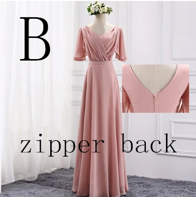B zipper back Vestidos de festa vestido longo para casamento, новые шифоновые платья для подружек невесты, 10 стилей, большие размеры, недорогие платья для гостей, W4302 - Цвет: B zipper back