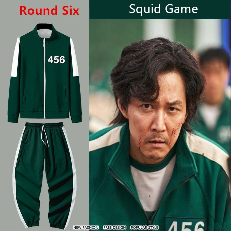 

Squid Game Jacket Men's Li Zhengjae Same Sportswear Plus Size 456 National Tide Autumn Sweater Round Six Unisex Streetwear