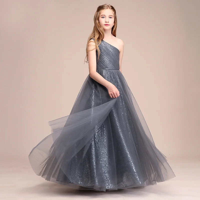 Блестящие длинные платья для девочек с блестками свадебной вечеринки новинка 2019