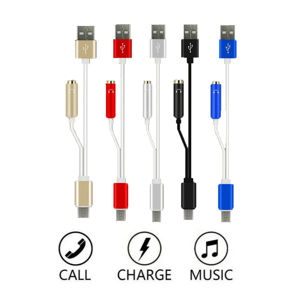 

1Pc 2 In1 Stylish Aluminium Alloy Connector USB 3.1 Type-C Male To 3.5mm Jack Female USB 2.0 Type A Male Adapter Cable