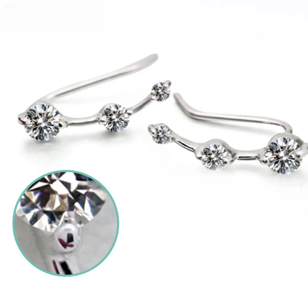 

Diamond S925 Sterling Silver Earrings for Women Fashion Office/career Round Fine Jewelry Diamond Luxury Wedding Earrings Women