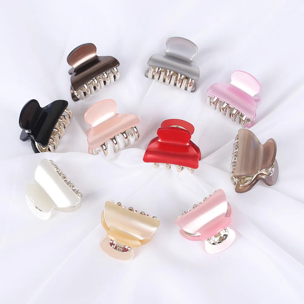 

Acrylic Pearl Solid Color Crab Hair Claws Clips Barrettes Women Girls Cute Plastic Small Hair Clamps Hairpins Hair Accessories