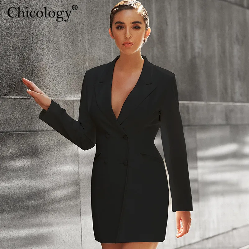Chicology двубортный нарядные элегантное офисное офисные Офис Леди Блейзер платье