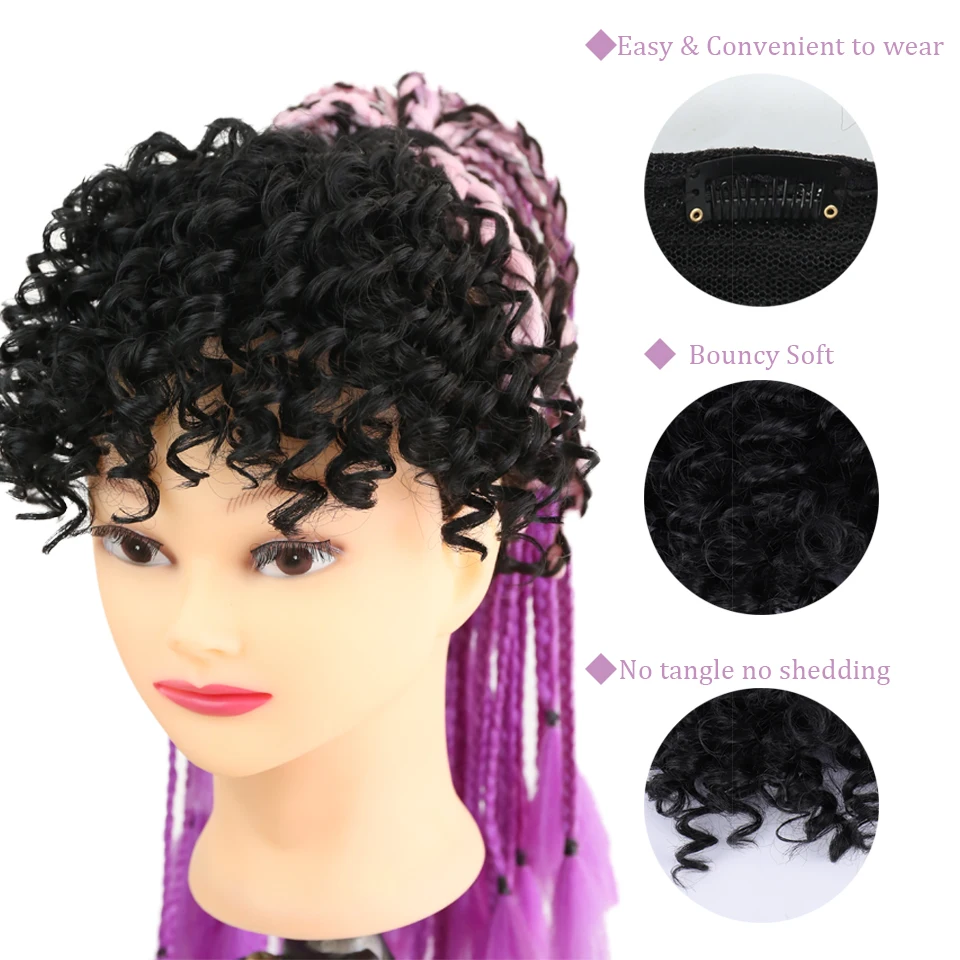 WEILAI поддельные вьющиеся бахрома зажимы для челки в шиньоны с натуральным черным