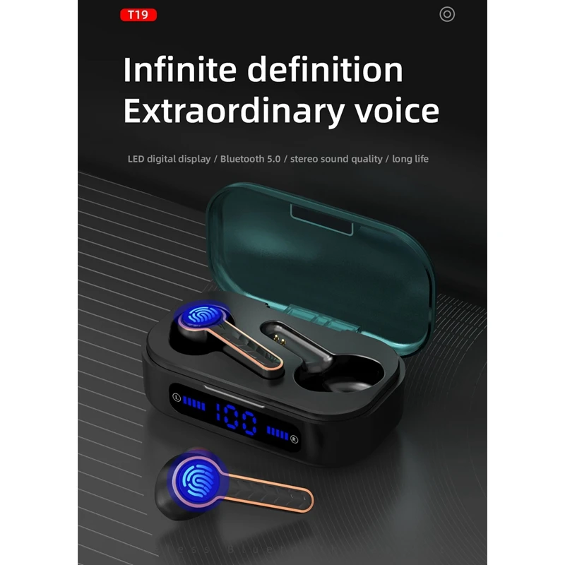 T19 TWS Bluetooth 5 0 наушники беспроводные стерео Спорт светодиодный цифровой дисплей