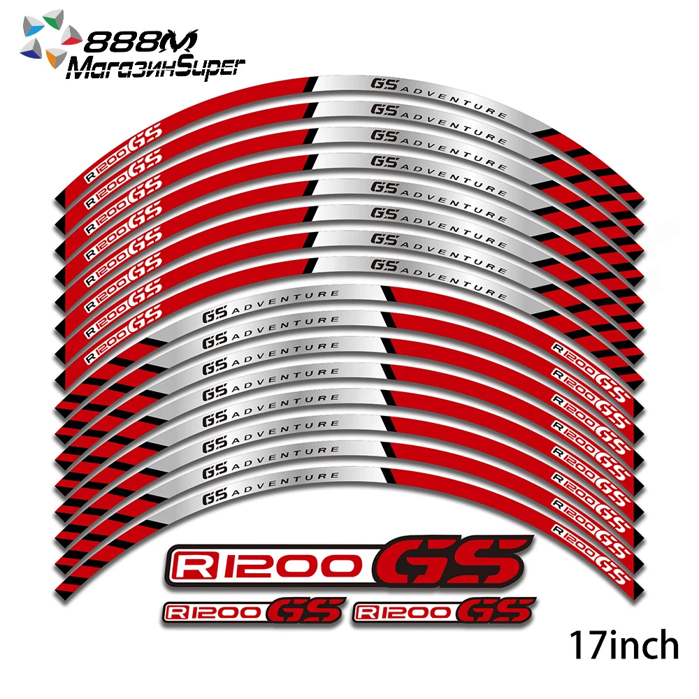 

17inch Motorcycle Wheel Decals Reflective Stickers Front&rear Edge Rim Fit for BMW R1200GS GS R1200