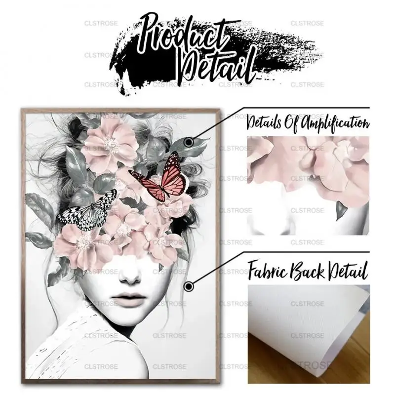 

Modern Decorative Painting Letter Woman In Black and Pink Poster Hd 9 Kinds Home Wall Waterproof Ink Art Deco Canvas Painting