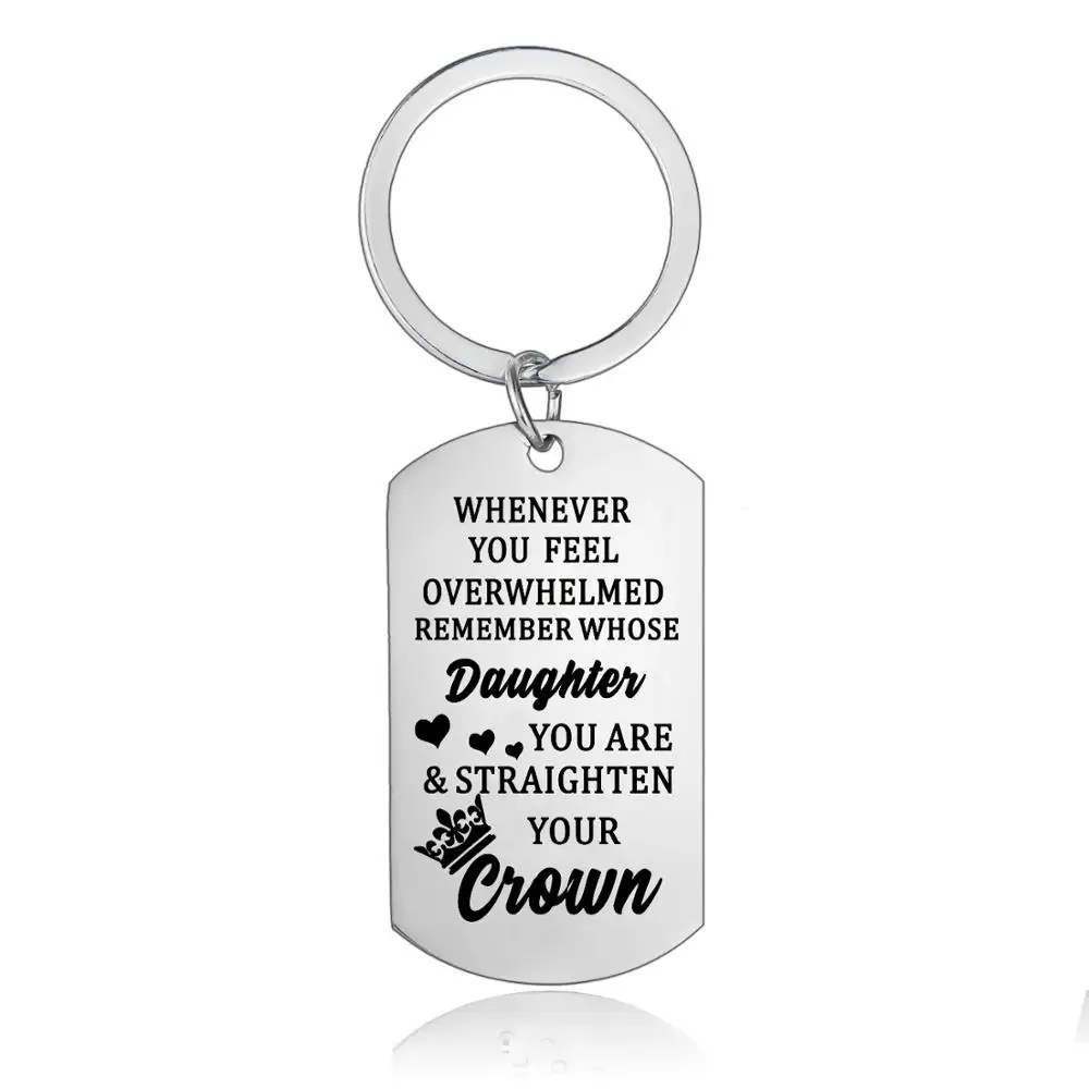 

12PCs Daughter Birthday Inspirational Gifts keychain Whenever You Feel Overwhelmed Straighten Crown Keychain for Her Keyring