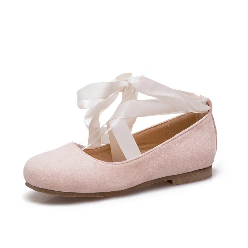 

COOLULU 2021 New Fashion Ballet Flats Women Shoes Round Toe Flat Shoes Cross Tied Female Footwear Sweet Spring Beige Big Size 43
