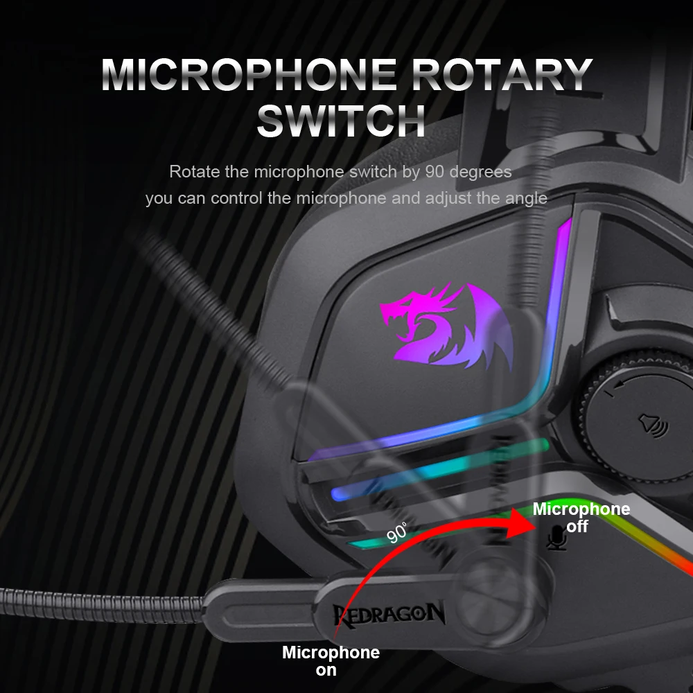 

Redragon AJAX H230 RGB gaming Headphone 3.5mm Surround sound headset Earphones Microphone for Computer PC PS4 Switch Xbox-one
