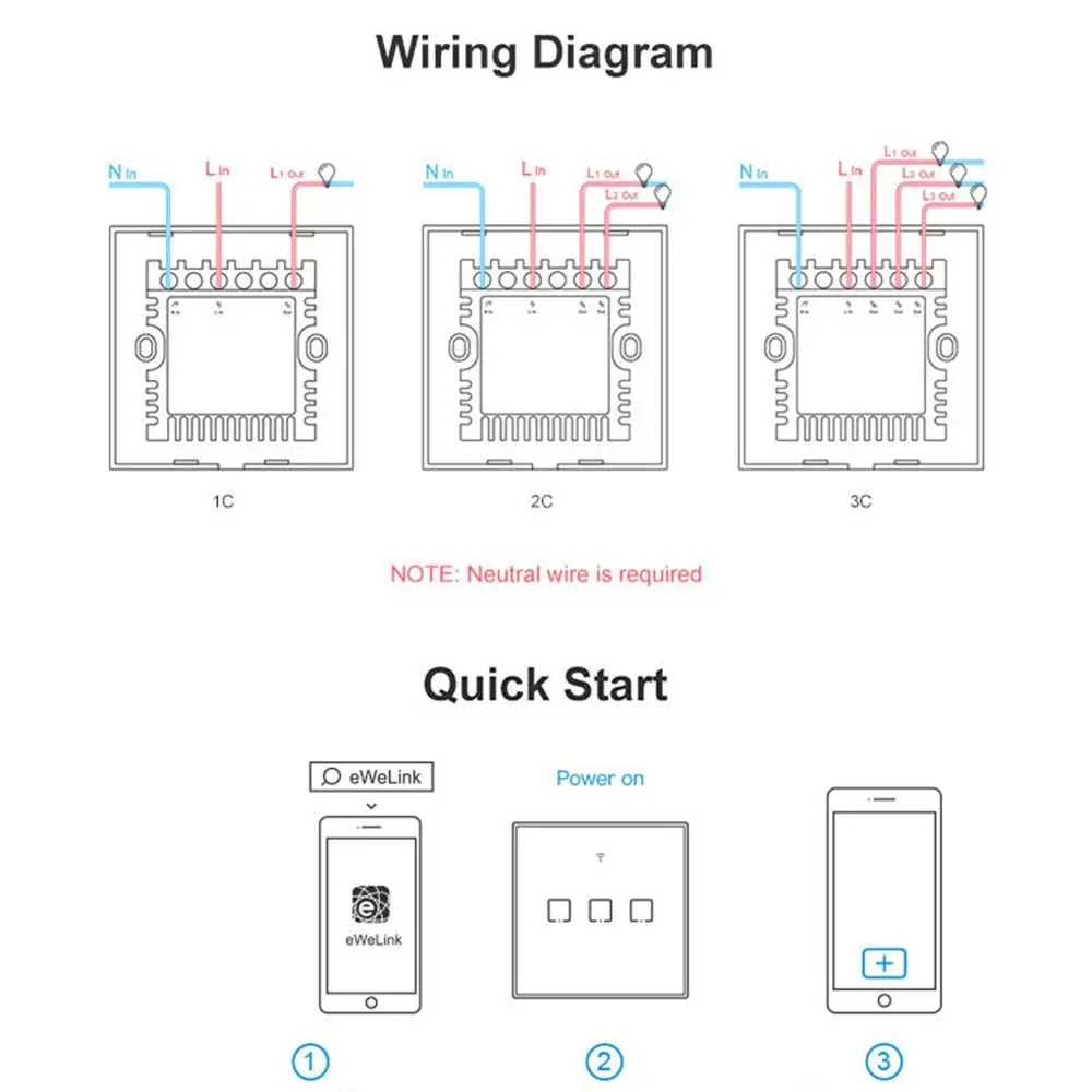 Настенный выключатель Sonoff TX/T2 EU/UK 1/2/3 Gang Light светодиодный сенсорный Wi Fi 433 МГц