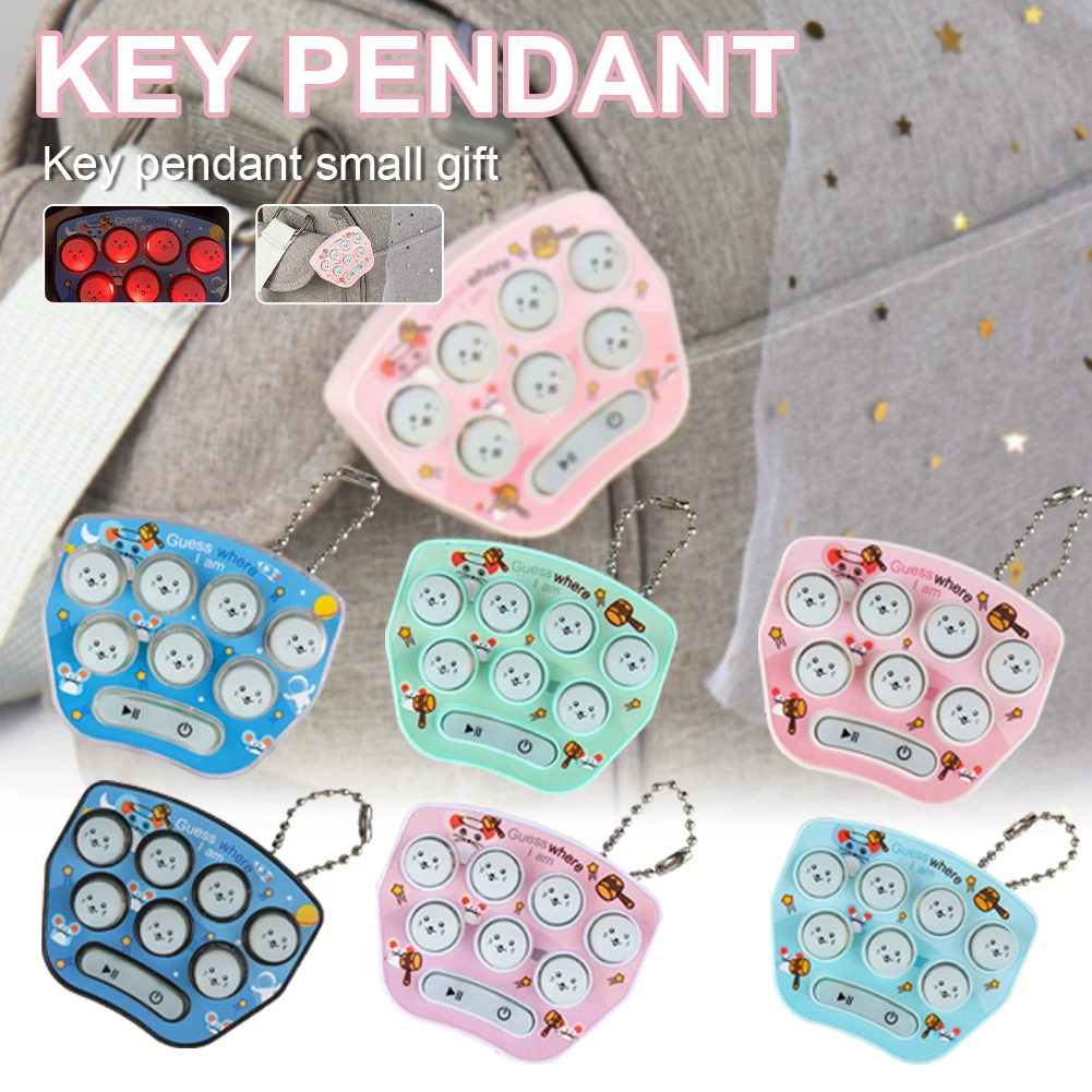 

Creative Mini Palm Hit Ground Mouse Toy Keychain Electronic Handheld Game LED Sound Effect Portable Stress Relief Toy Gift