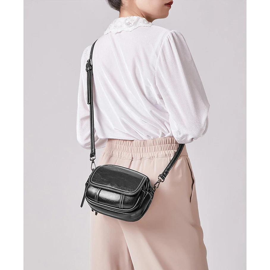 Женская маленькая круглая сумка Bostanten в стиле ретро повседневная мессенджер из