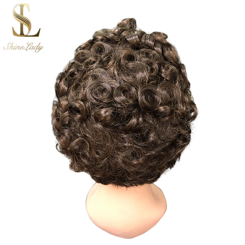 

Shinelady 100% Human Hair Wigs For Black Women 4# Afro Curly Wigs Brazilian Short Human Hair Wig Full Machine Pixie Cut Wig