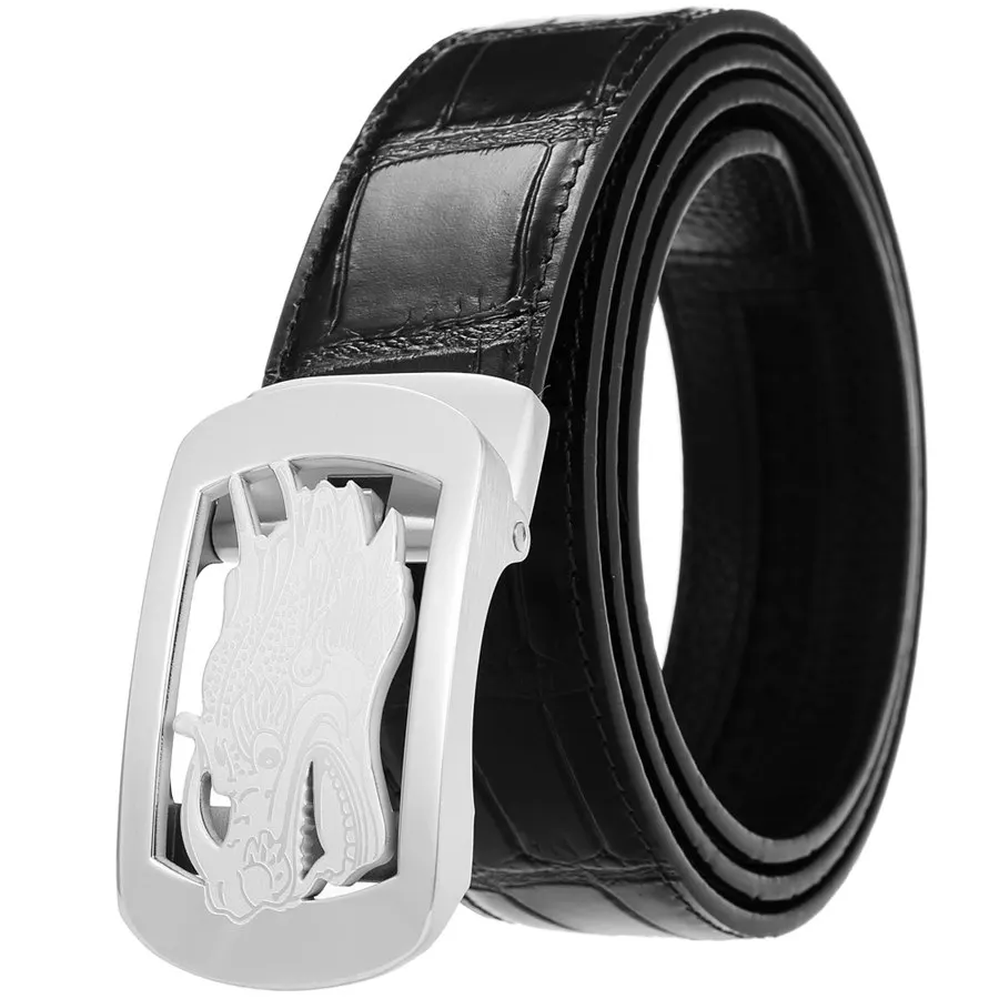 

Men's Leather Waistband Automatic Stainless Steel Buckle Genuine Leather Belt for Men Ratchet Belt Automatic Buckle width:35mm