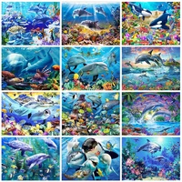 diamond painting dolphin 5d square diy diamond mosaic full layout animals pictures of rhinestones embroidery home decor gift