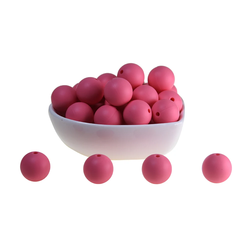 Mabochewing 10pcs 15mm Various Color Loose Silicone Round Teething Bead Chewable Kids Toys Baby Teethers Jewelry Making