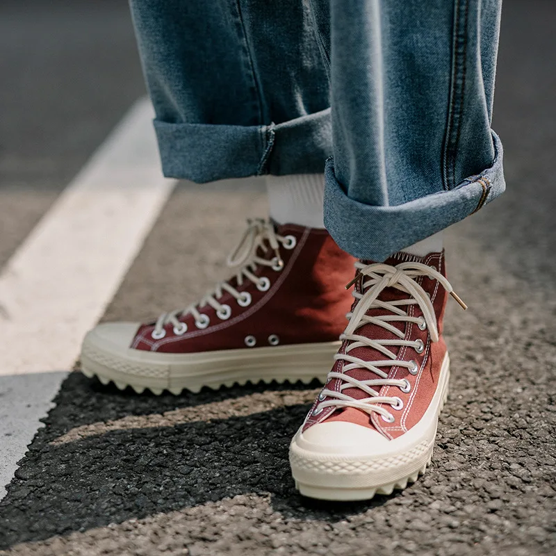 

Spring New Men's High-top Canvas Shoes Fashion Classic Lace-up Vulcanize Men's Shoes Comfortable Man's Flat Shoes Big Size 39-41