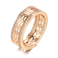 585 rose gold simple delicate zircon rings for women men wedding engagement jewelry 2022 new