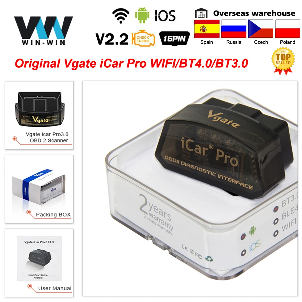 

Vgate iCar Pro ELM327 WIFI OBD2 сканер OBD 2 Bluetooth-совместимый 4,0 для Android/IOS автомобильный диагностический инструмент PK ELM 327 в 1 5