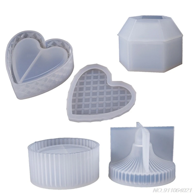 

3 Styles Heart Round Storage Box Resin Casting Mold with Lids Storage Container Epoxy Resin Casting Silicone Mold Kit Wholesales