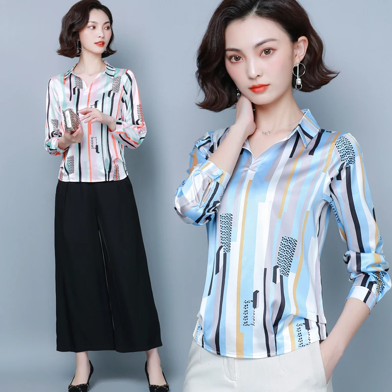 

blusas mujer de moda 2019 women long sleeve shirts women blouses and shirt Striped Casual shirt harajuku womens clothing 7661 50