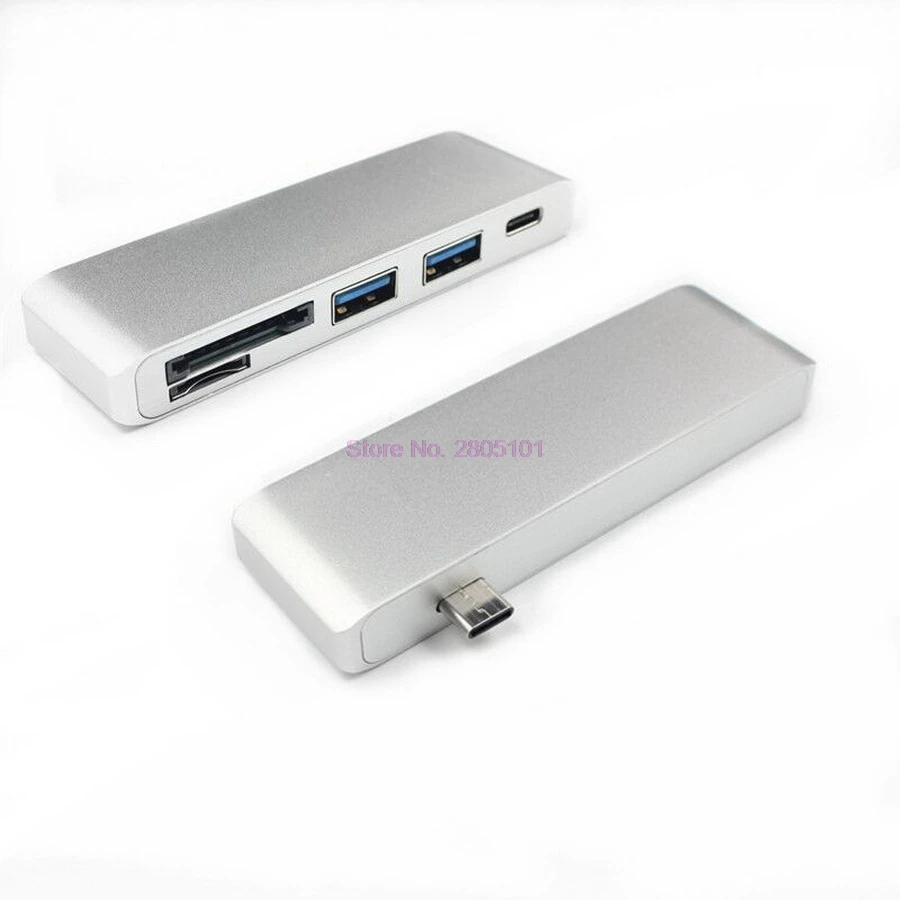 

dhl or fedex 50pcs 5-In-1 USB-C 3.1 Type-C Hub USB 3.0 Combo PD-Power SD/TF Card Reader For MacBook