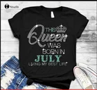 Черная Женская футболка с надписью Эта королева родилась в июле, живя в моей лучшей жизни
