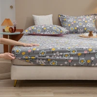 1pcs cotton fitted sheet flower prints mattress cover four corners with elastic band bed sheet mattress protector no pillowcases
