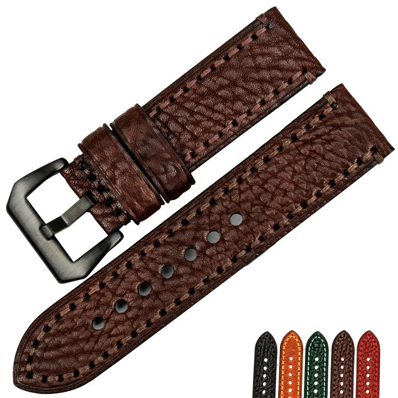 DEETLE Fashion Red Watchbands 20 22 24 26mm Watch Strap Italian Cow Leather Watch Band Bracelet Watch Accessories for Panerai