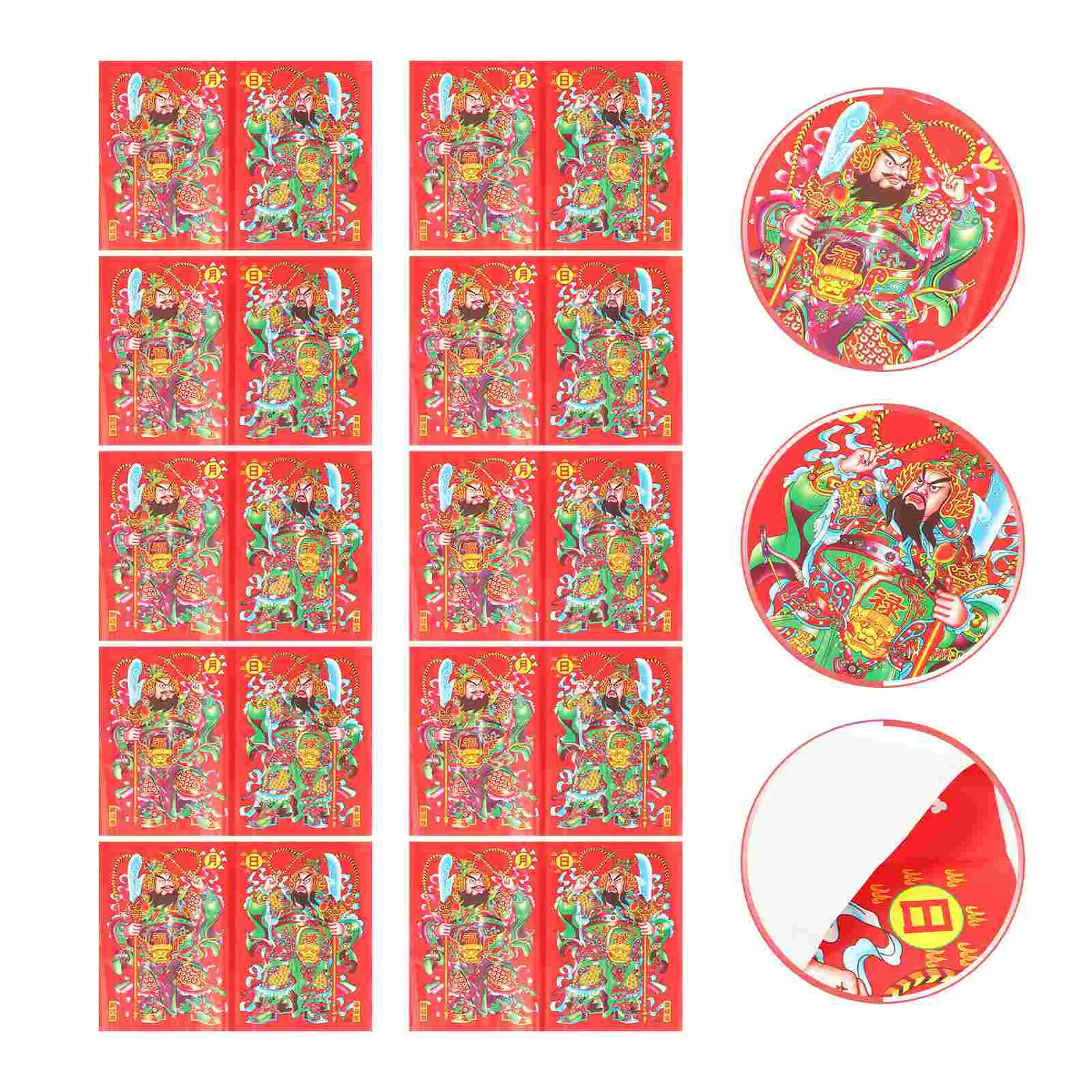 10pcs Chinese Style New Year Stickers Chinese Traditional Door Poster Decors