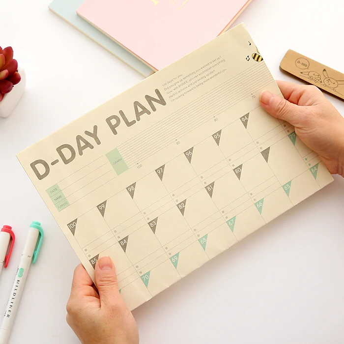Корейский обратный отсчет 100day plan форма прекрасный календарь время работы, потеря веса цель расписание форма График обучения, планировщик