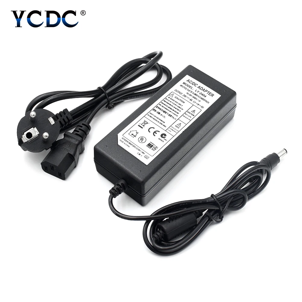 Универсальный AC100 240V к DC 24V 4A адаптер питания Трансформатор конвертер зарядное