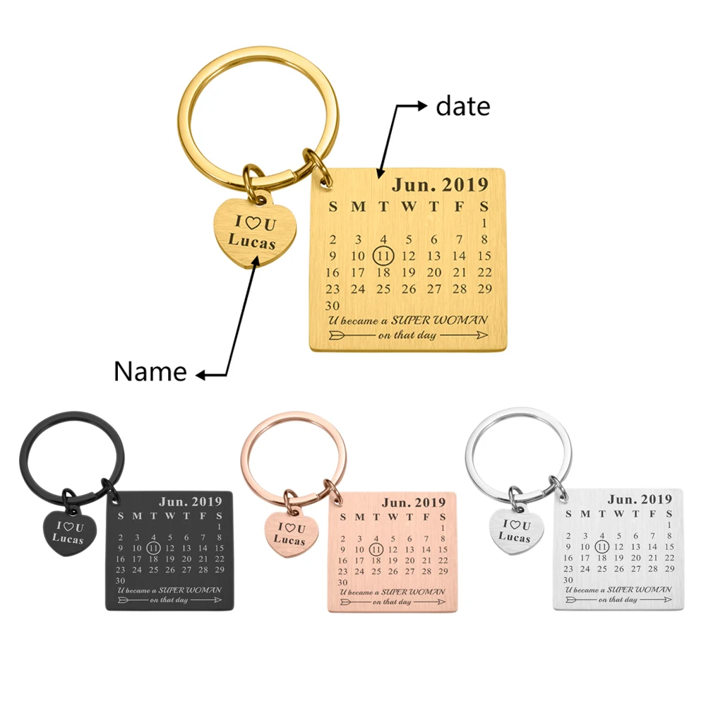 

Personalized Wedding Love Gift for Wife Calendar Keychains Customize Date and Number Valentines Gifts for Anniversary Souvenir