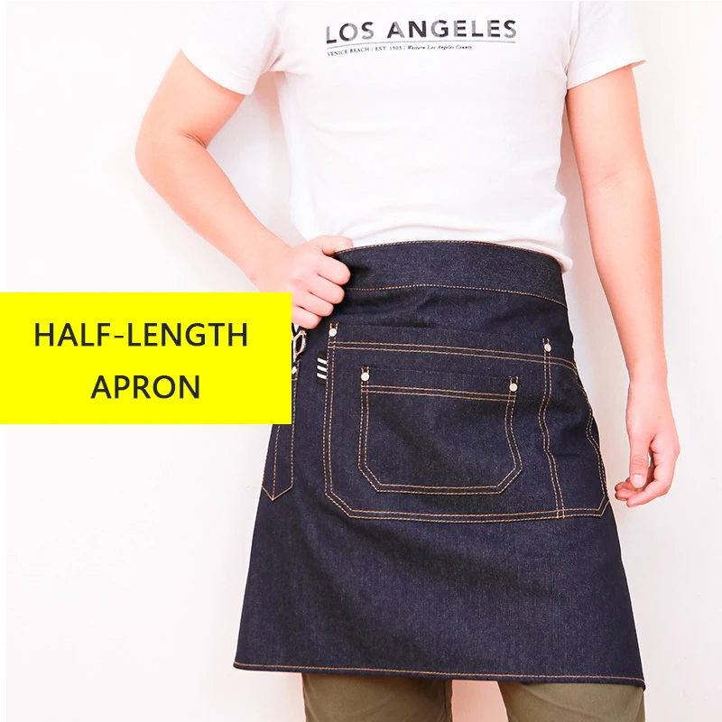 

Unisex Japanese Apron Waist Denim Apron Barista Vintage Half Apron Cooking Aprons Men Pinafore