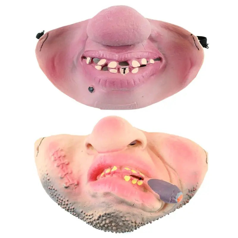 Забавная латексная маска на половину лица страшная с большим носом/узором для