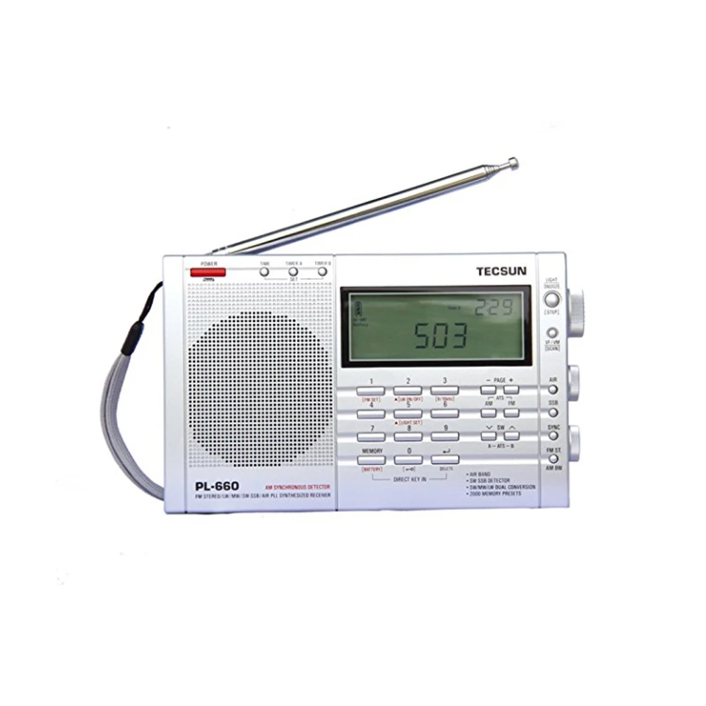 Tecsun PL-660 AIR полный диапазон портативный радио FM Высокая чувствительность приемник MW/SW/LW двойной цифровой тюнинг стерео подходит для парусного спорта - Цвет: Silver