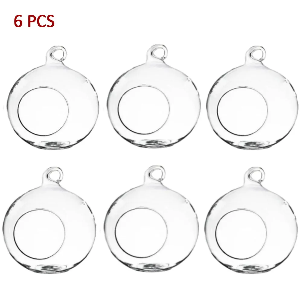 Nordic Candle Holder Tea Light Holder Dia.6CM Glass Round Wedding Home Decor Romantic Vase Candlestick Succulent Ball Shaped