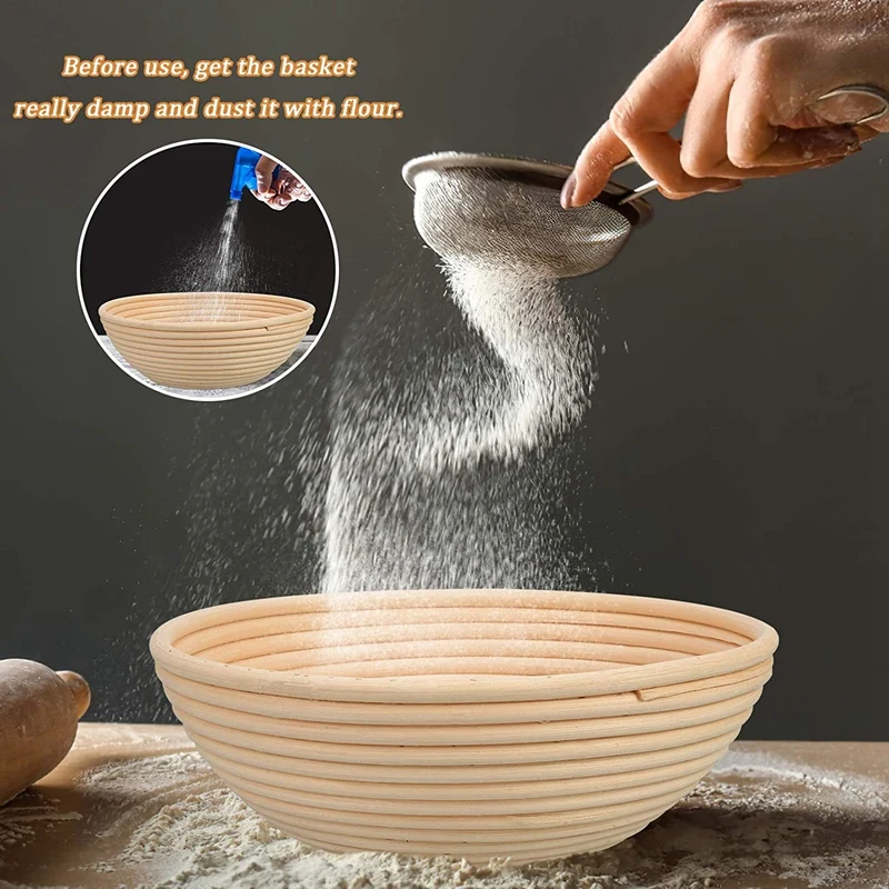 

Proofing Basket Set of 2-10inch Round Bread Basket & Banneton Liner for Sourdough Bread