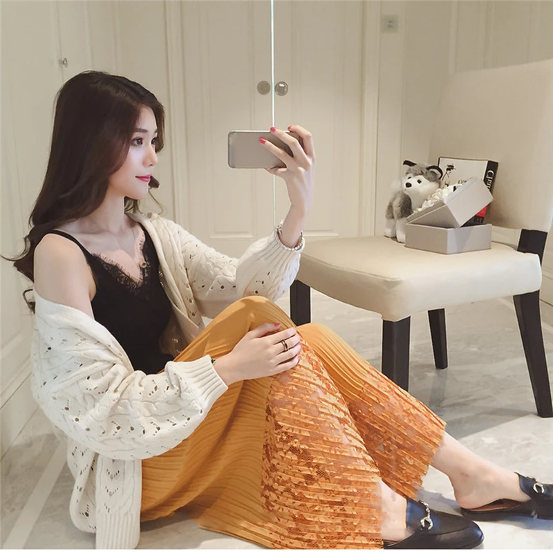 Сексуальный женский Гладкий топ с кружевным плетением и двойной V-образным