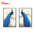 вышивка крестом наборы рукоделие, наборы для рукоделия 11CT, водорастворимый холст, рисунки 14CT, животные, стиль синий Peacock-NCMA104