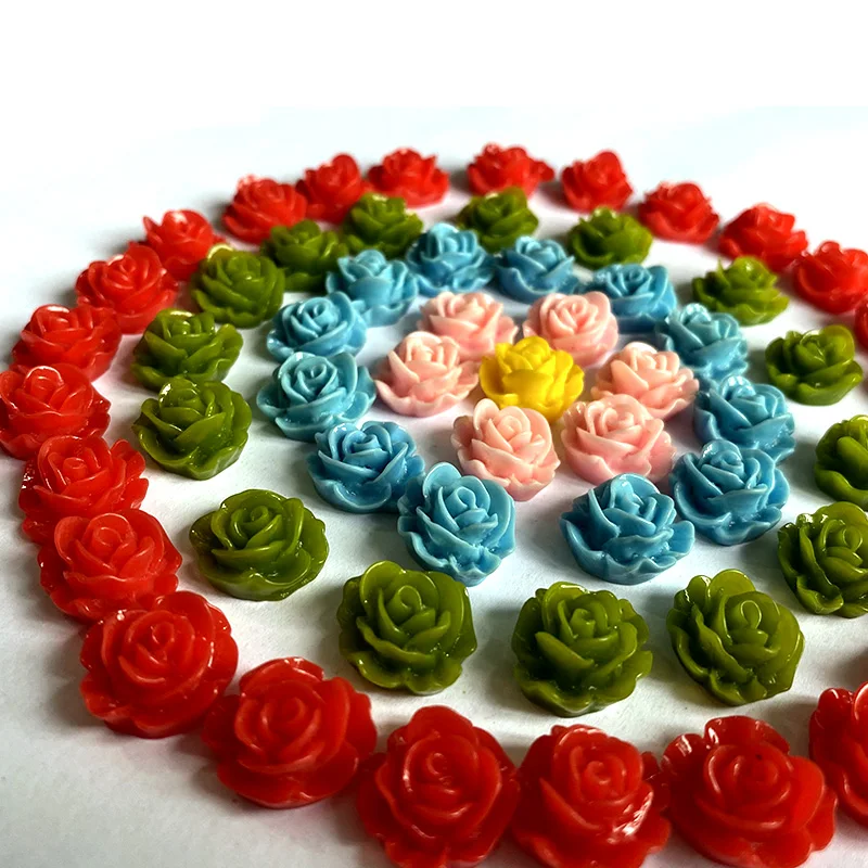 

20Pcs 17mm Resin Rose Flower Flatback Cabochons Undrilled Multicolor Floral Decor Charms for Phone Case Scrapbookin