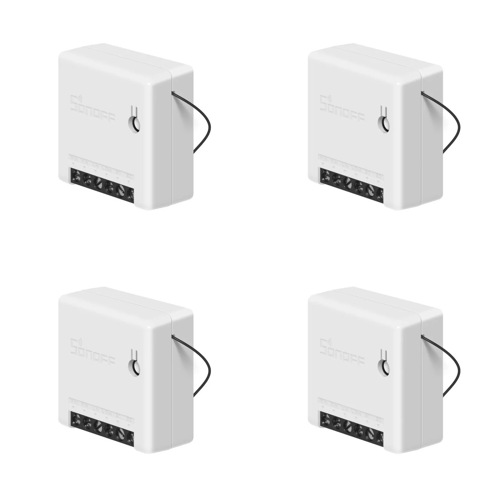 4 pcs Sonoff Мини DIY приложение умный пульт дистанционного управления таймер расписание голосовое включение статус DIY Режим двухсторонний Wifi умный переключатель умный дом - Комплект: 4 pcs