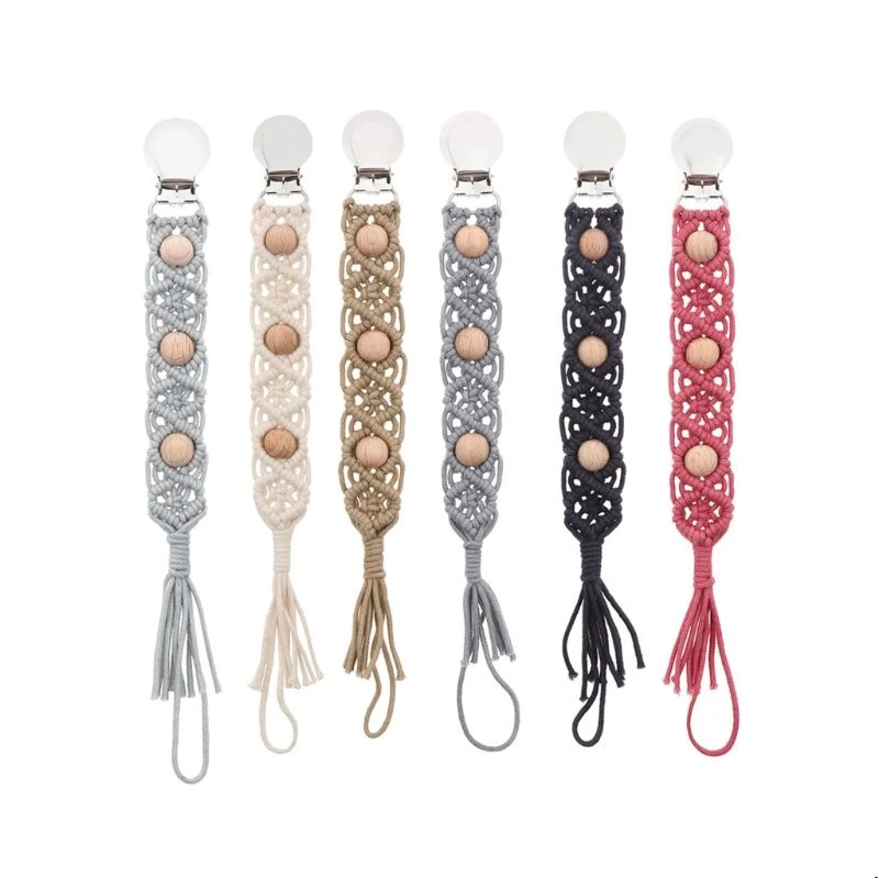 Винтажная плетеная детская хлопковая цепочка пустышка с кисточками для